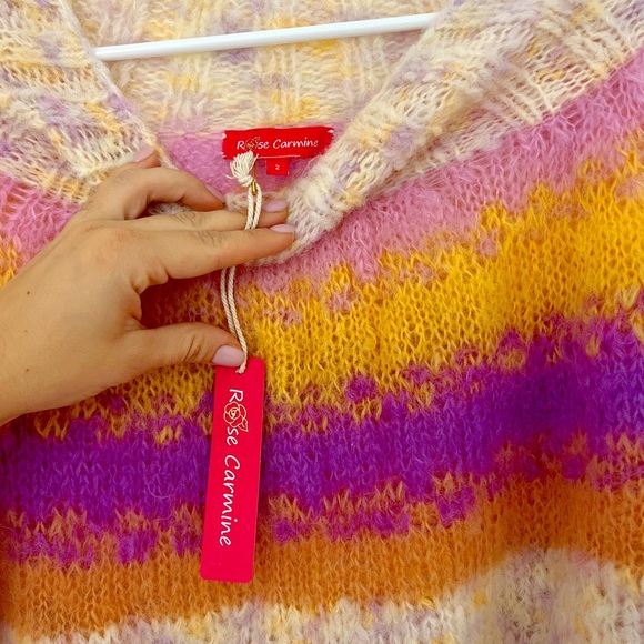 Rose Carmine Doudou Kid Mohair Open Front Sweater - Neutrals Knitwear - Picture 16 of 17